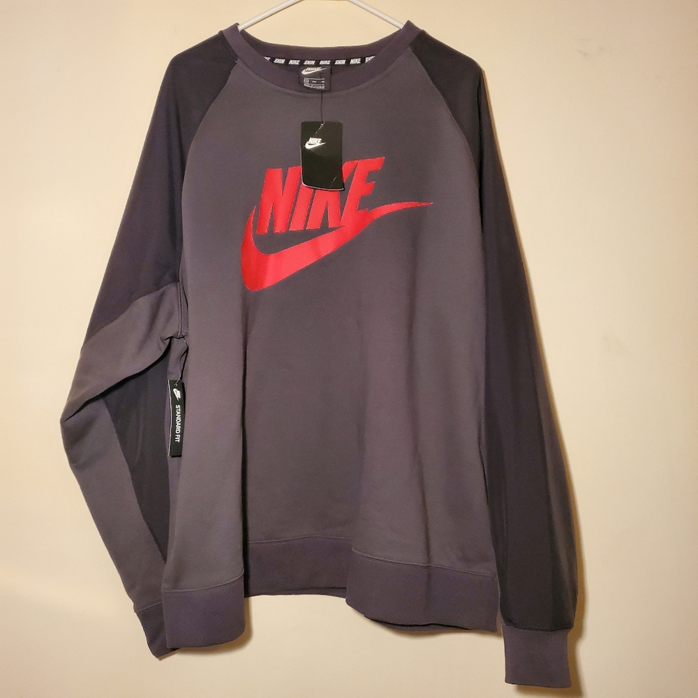 Nike Standard Fit Sweater Gray/Red Size XXL NWT